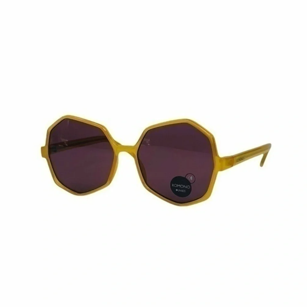 KOMONO Bonnie Milky Honey Sunglasses NEW yellow gold geometric UV400